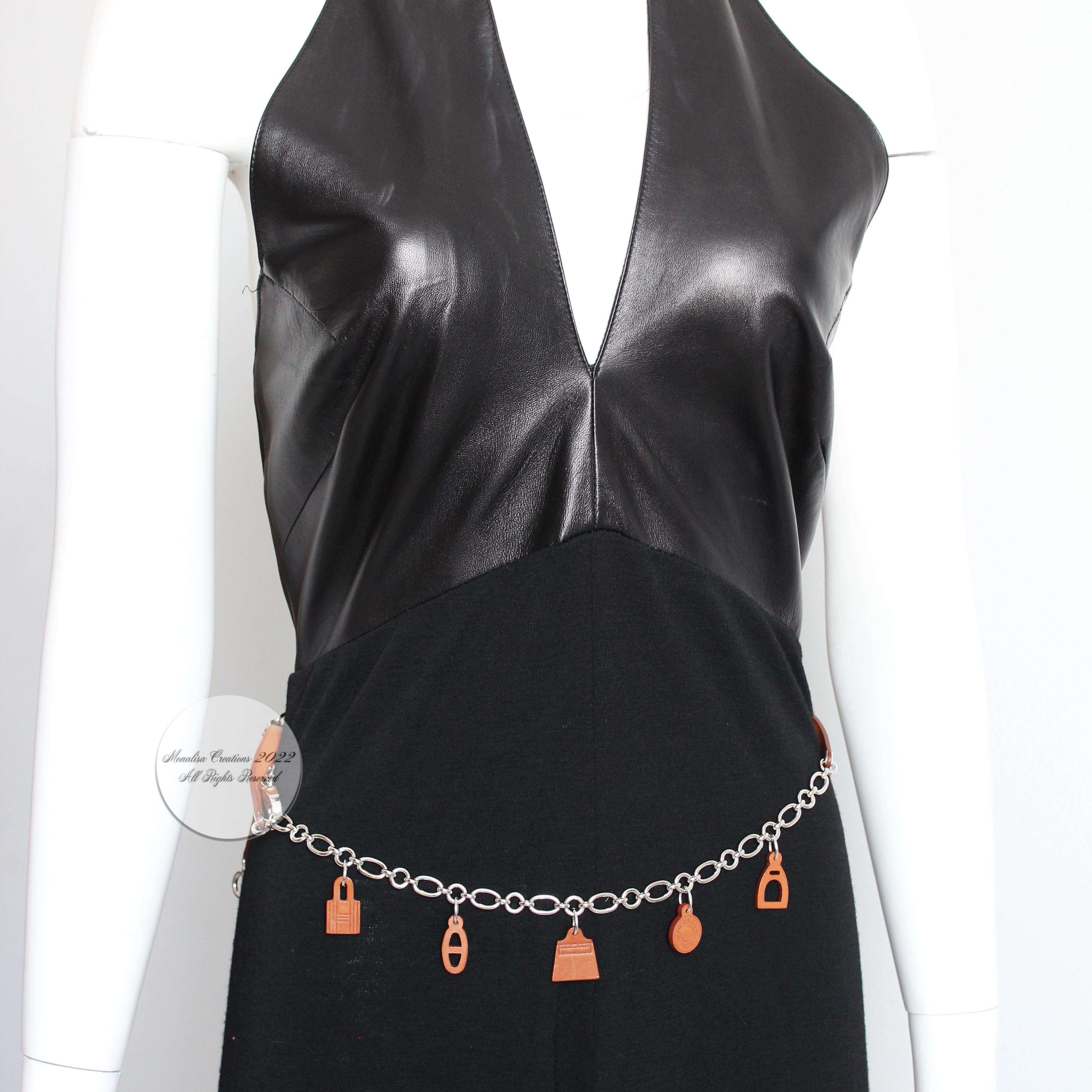 Hermes Belt or Necklace Olga Charms and Chain Barenia Leather and Palladium 2012 For Sale 2