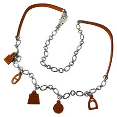 Hermes Belt or Necklace Olga Charms and Chain Barenia Leather and Palladium 2012