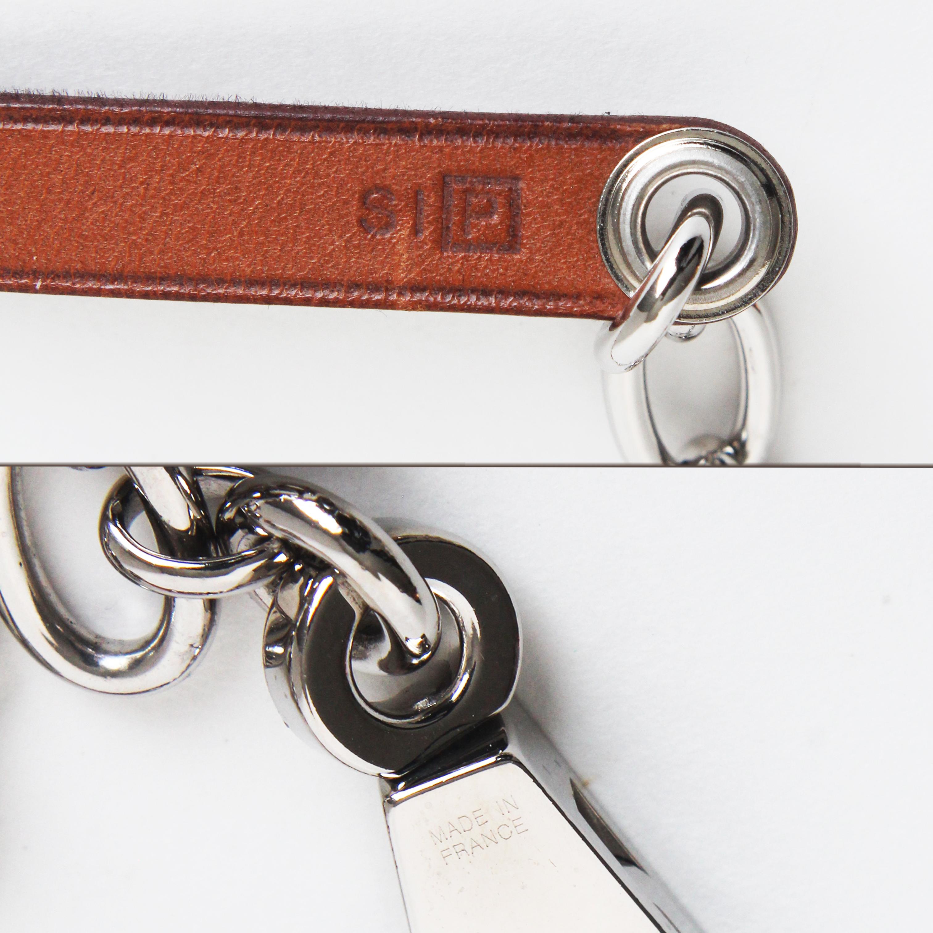 Hermes Belt or Necklace Olga Charms Chain Fauve Barenia Leather Palladium 2012 For Sale 8