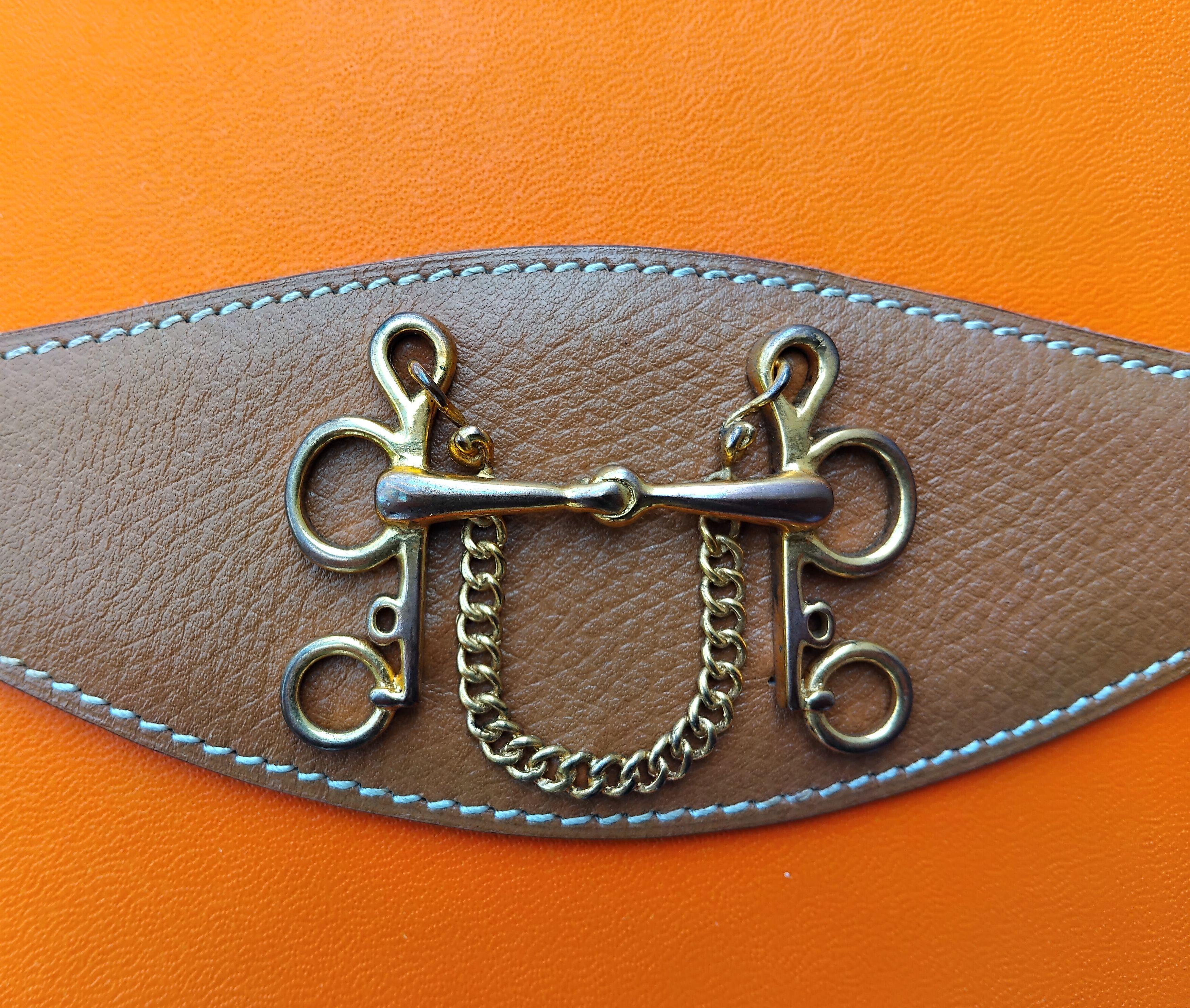 Brown Hermès Belt Ornament for skirts Mors et Filets Gold Leather Ghw Rare For Sale