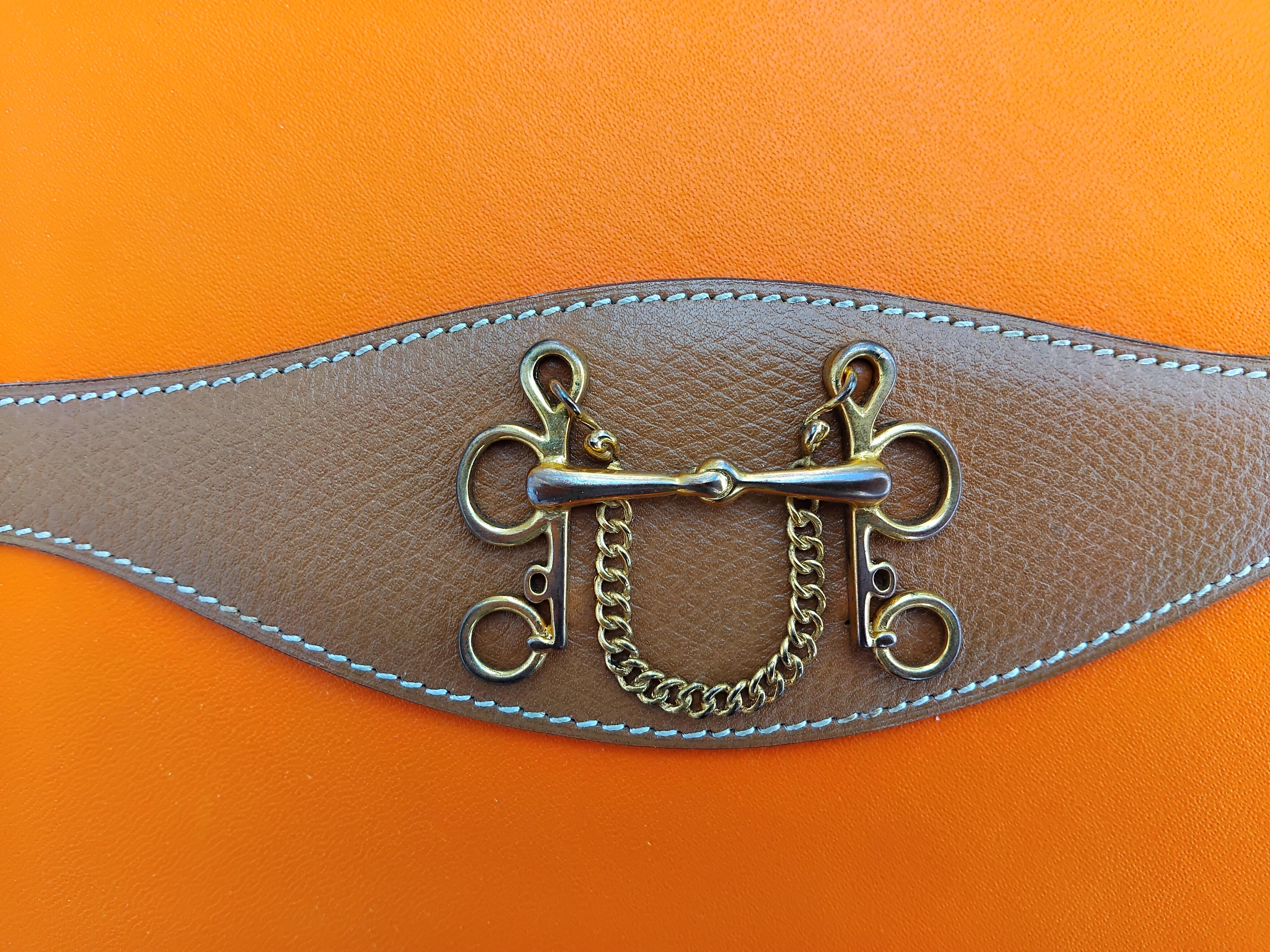 Hermès Belt Ornamental for skirts Mors et Filets Gold Leather Ghw Rare en vente 2