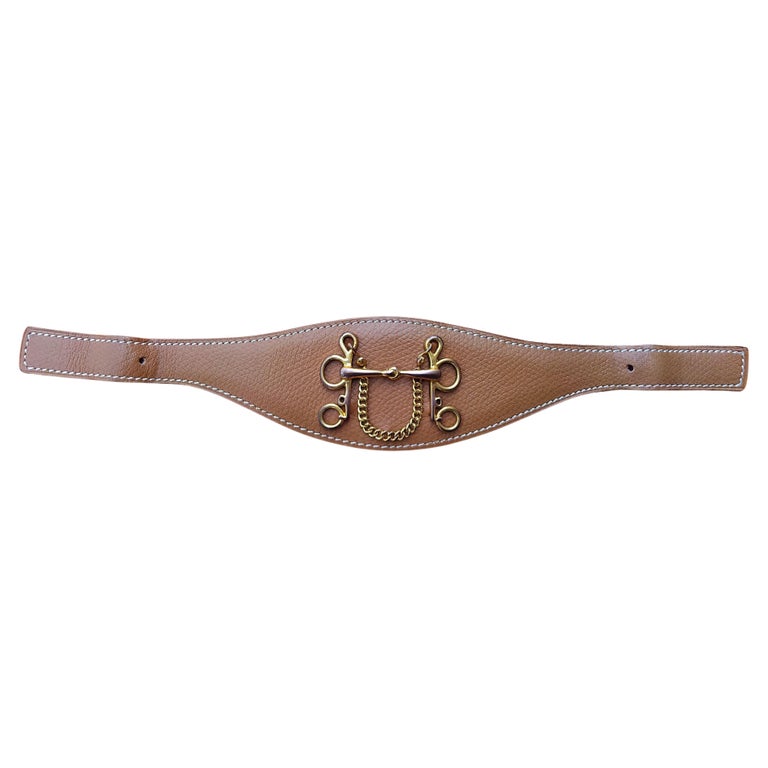 Hermès Belt Ornament for skirts Mors et Filets Gold Leather  display picture 3