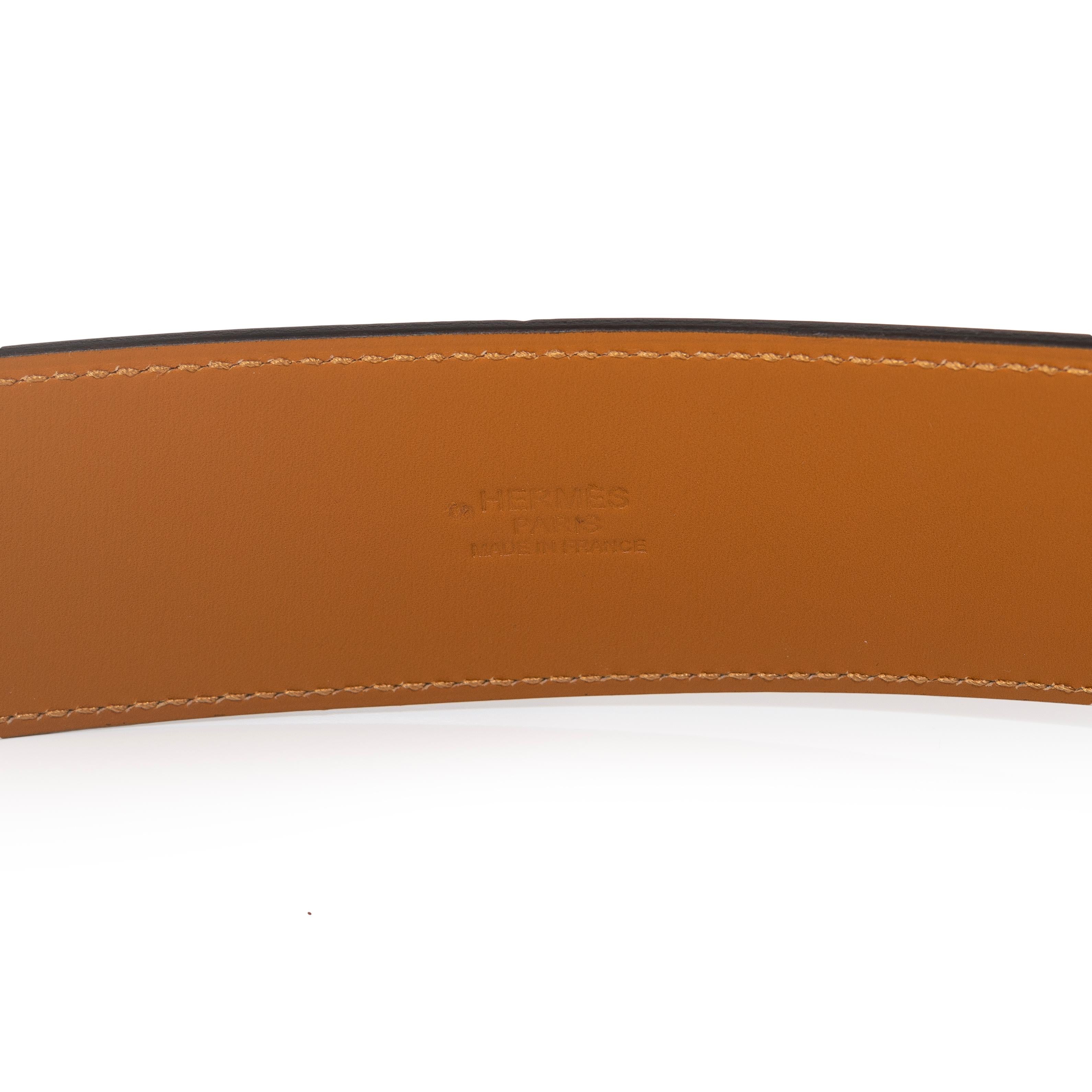 Hermes Belt Piano Gold HW - Black Leather NewHermes Belt Piano Gold HW - Black For Sale 8