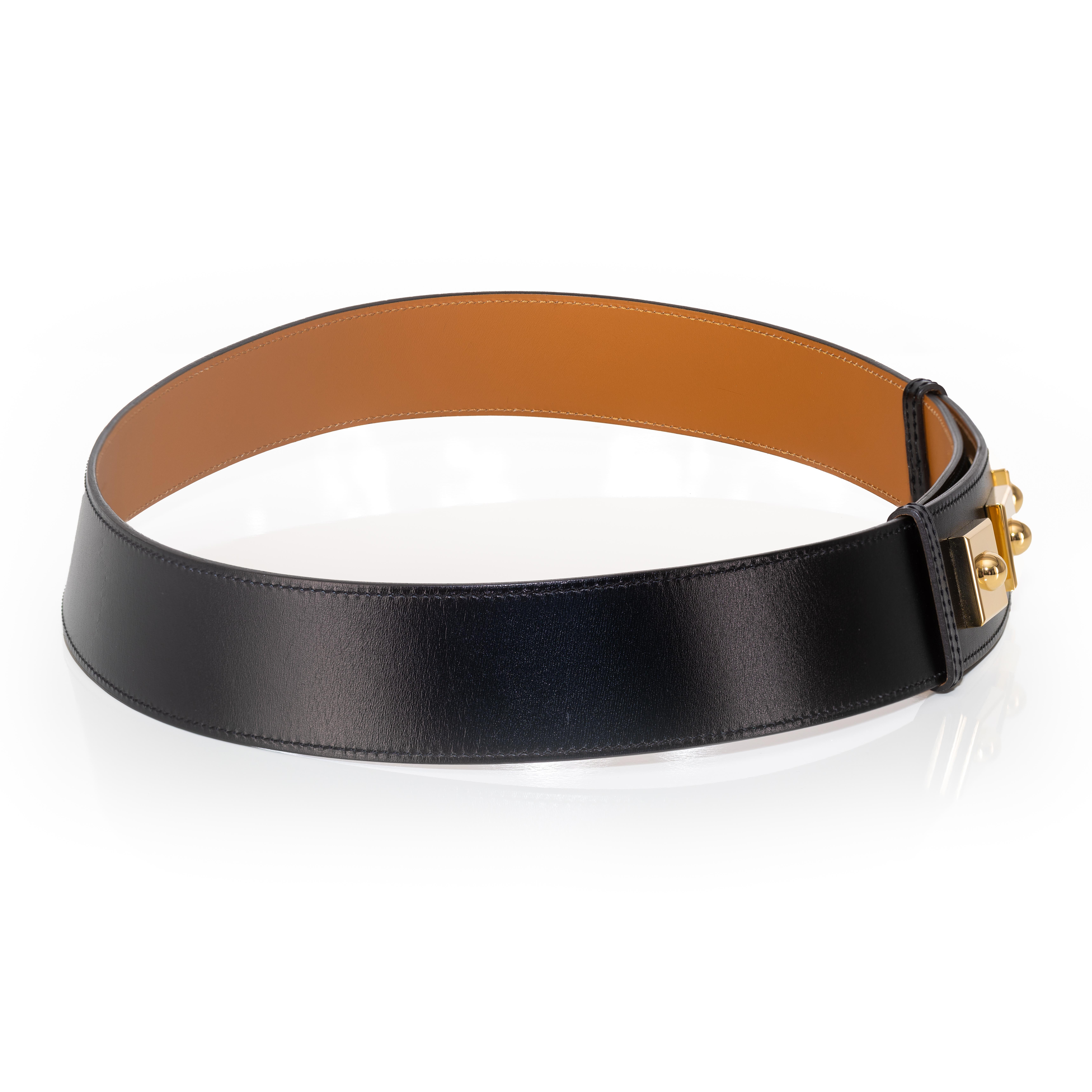 Hermes Belt Piano Gold HW - Black Leather NewHermes Belt Piano Gold HW - Black In Excellent Condition For Sale In Ottawa, CA