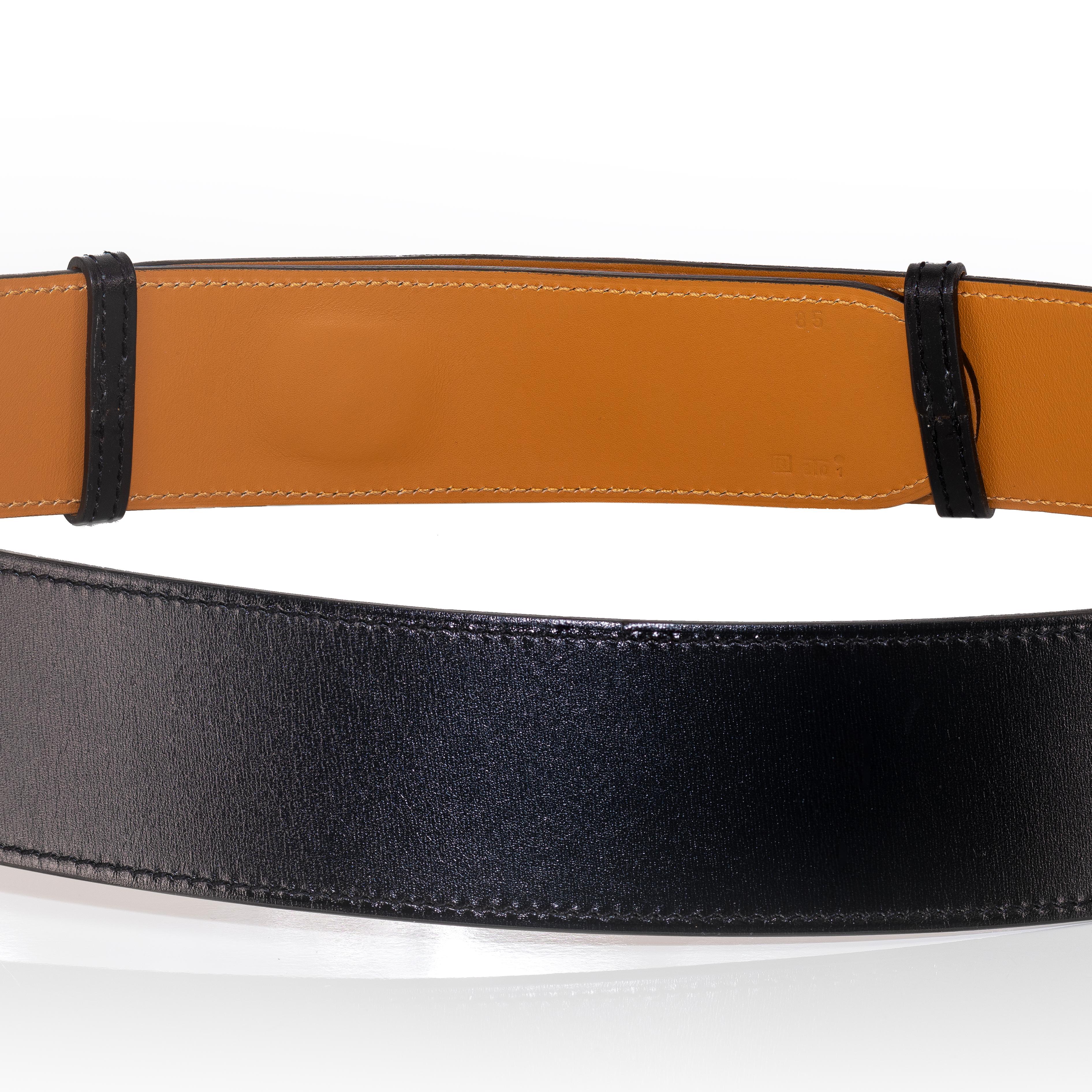 Hermes Belt Piano Gold HW - Black Leather NewHermes Belt Piano Gold HW - Black For Sale 1