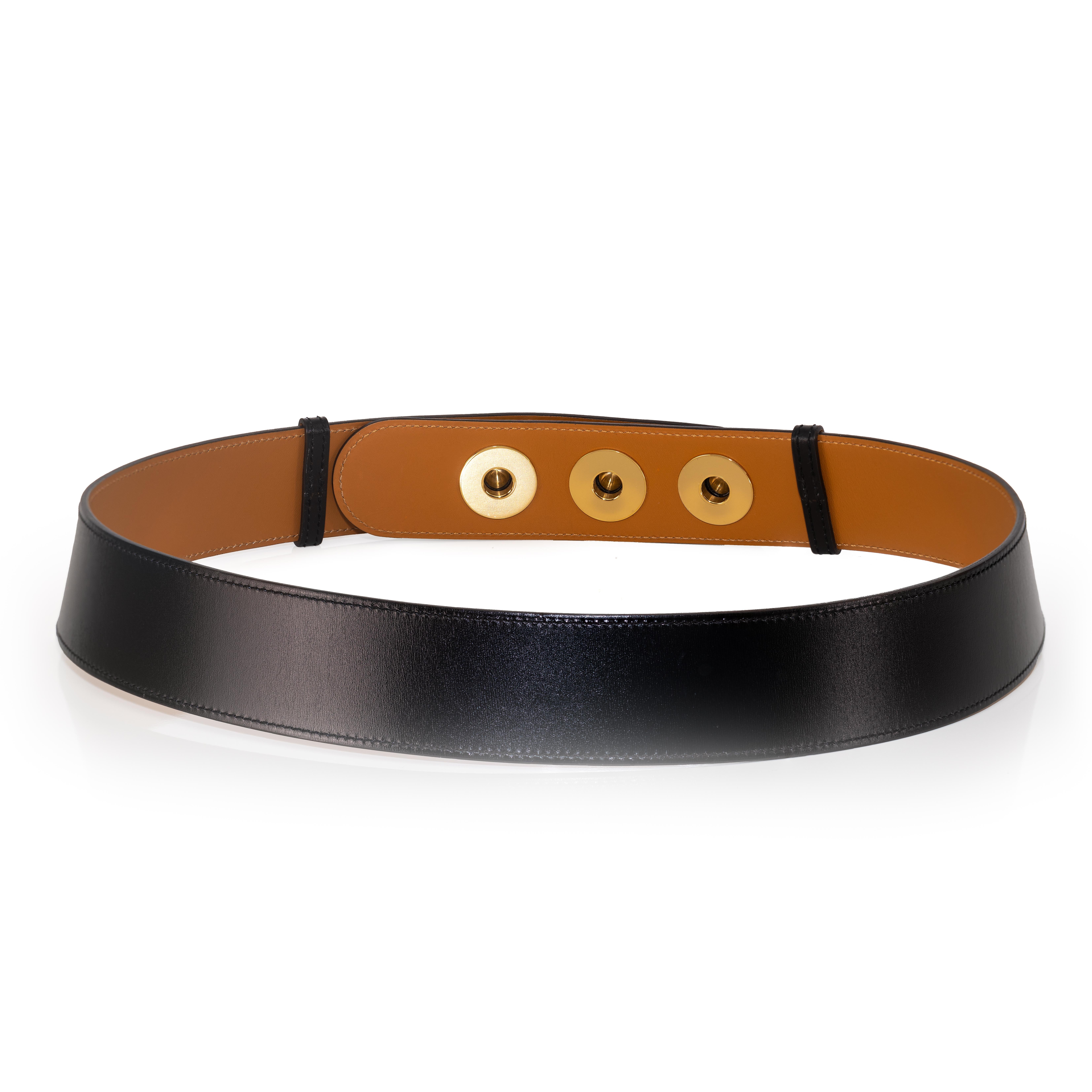 Hermes Belt Piano Gold HW - Black Leather NewHermes Belt Piano Gold HW - Black For Sale 5