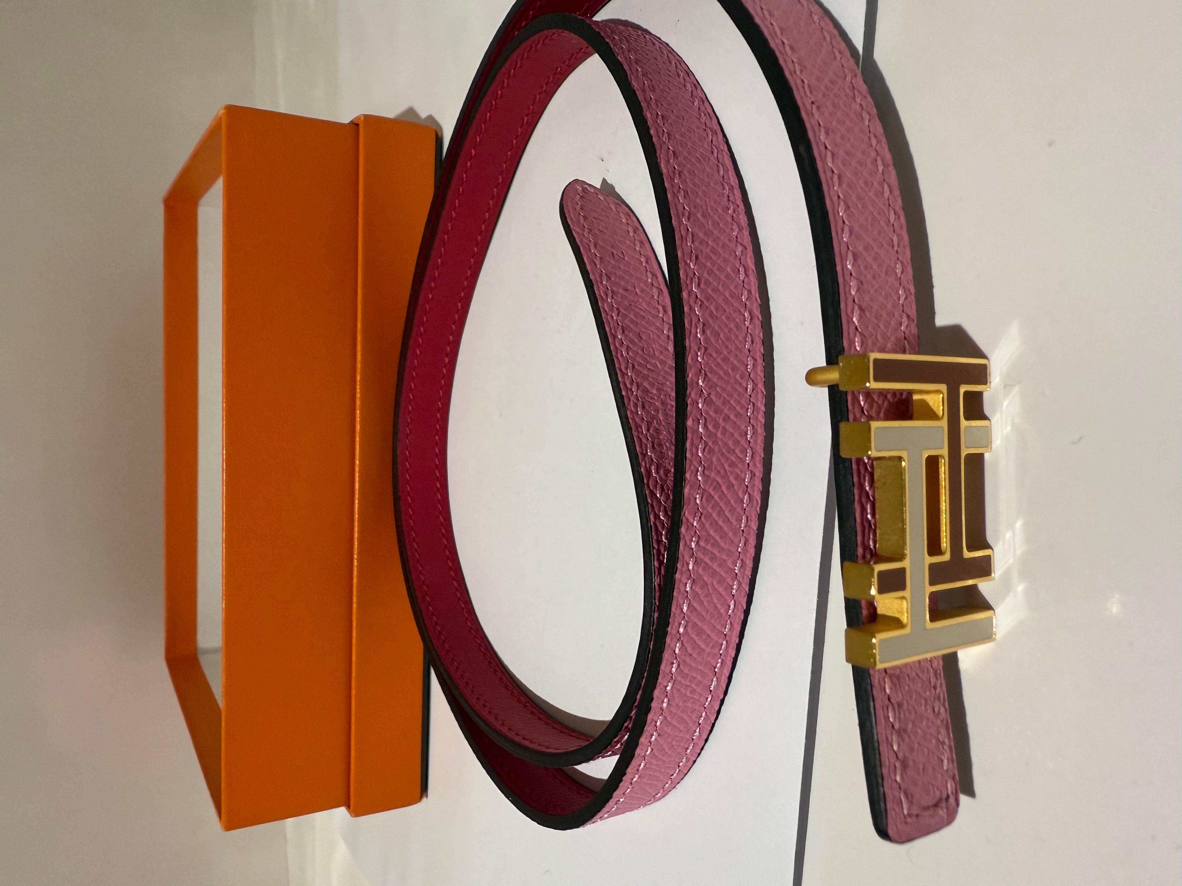 Brown Hermes belt with buckle For Sale