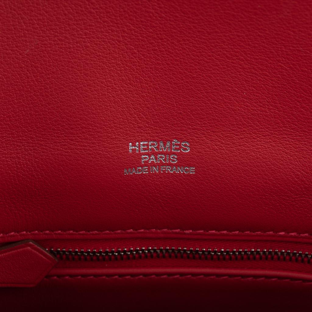 Hermes Berline 21 Bag shoulder/ Crossbody Vermillion Swift Palladium New w/ Box 7
