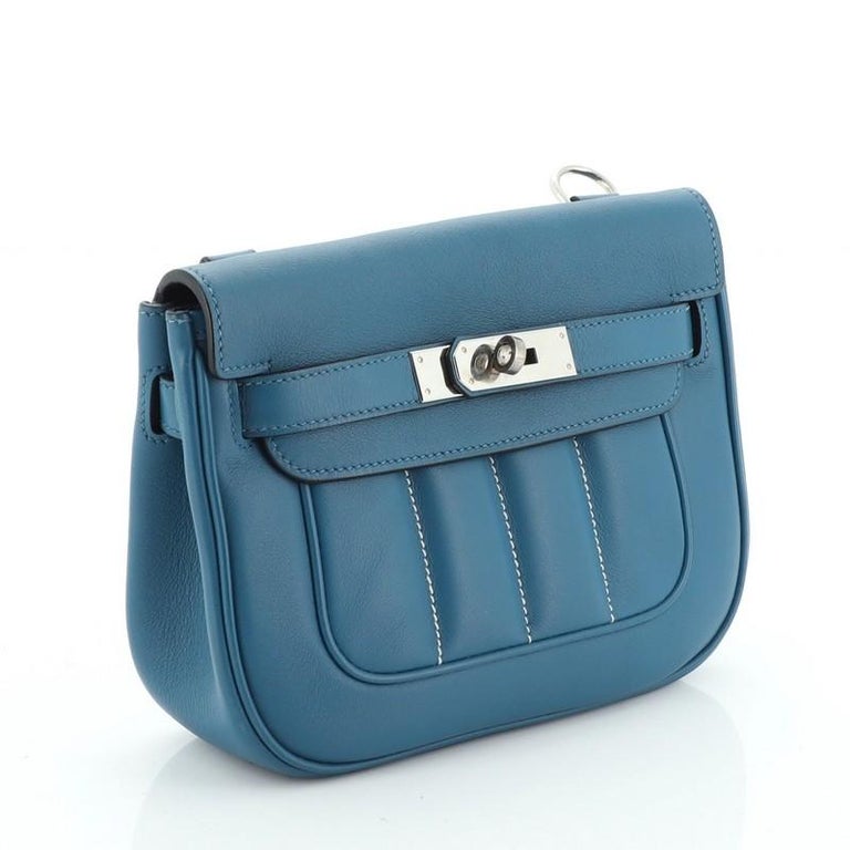 Hermes Blue Atoll/Colvert Swift Leather Berline 21 Bag