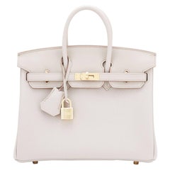 Hermes Beton 25cm Togo Gold Hardware Off White Baby Birkin Bag