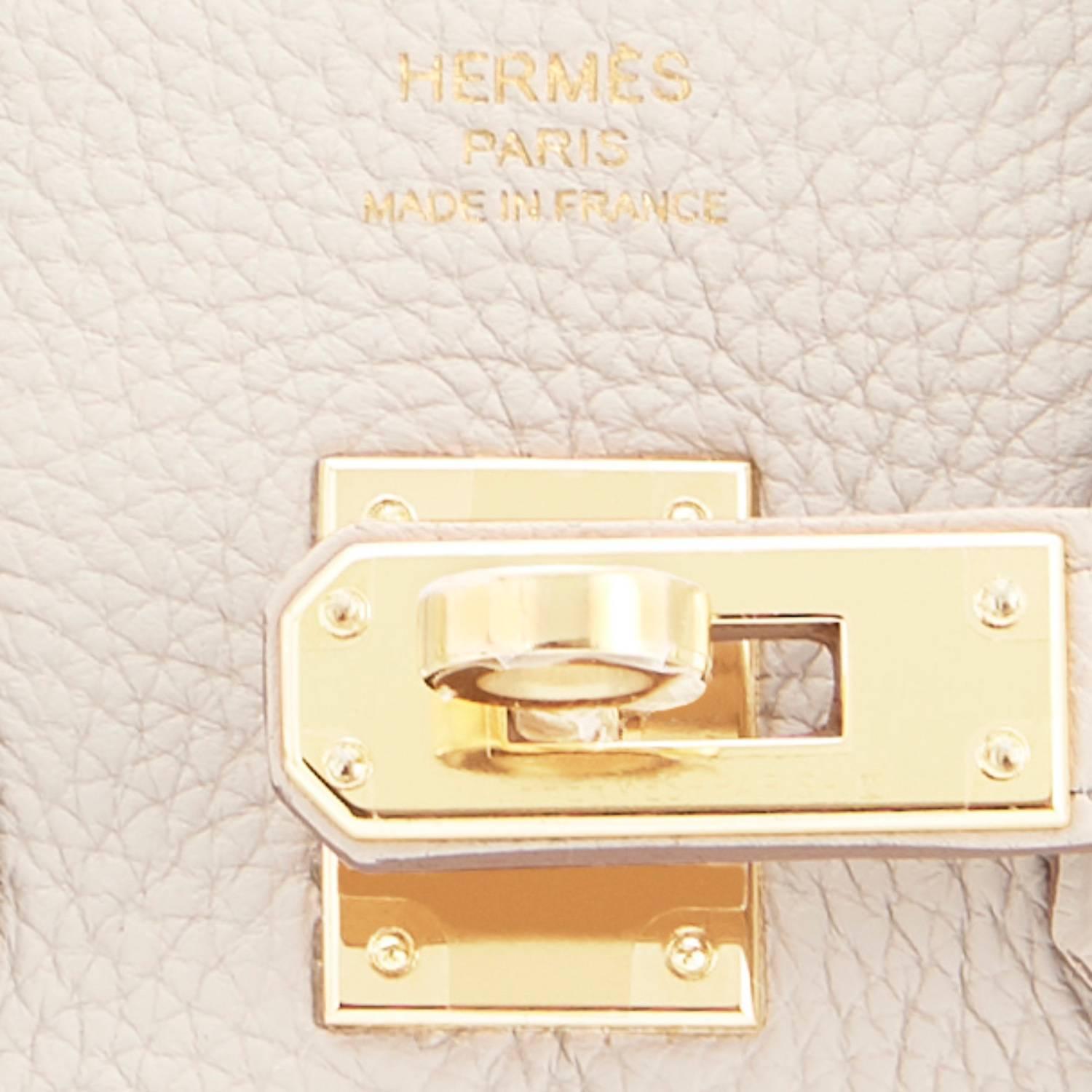 Hermes Beton 25cm Togo Gold Hardware Off White Baby Birkin Bag U Stamp, 2022 en vente 4
