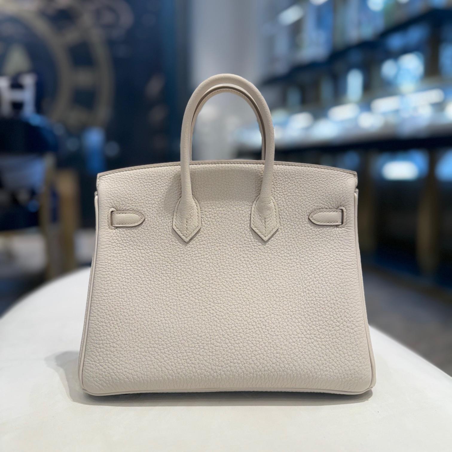 Beige Hermès Beton Birkin 25 Togo Palladium Hardware For Sale