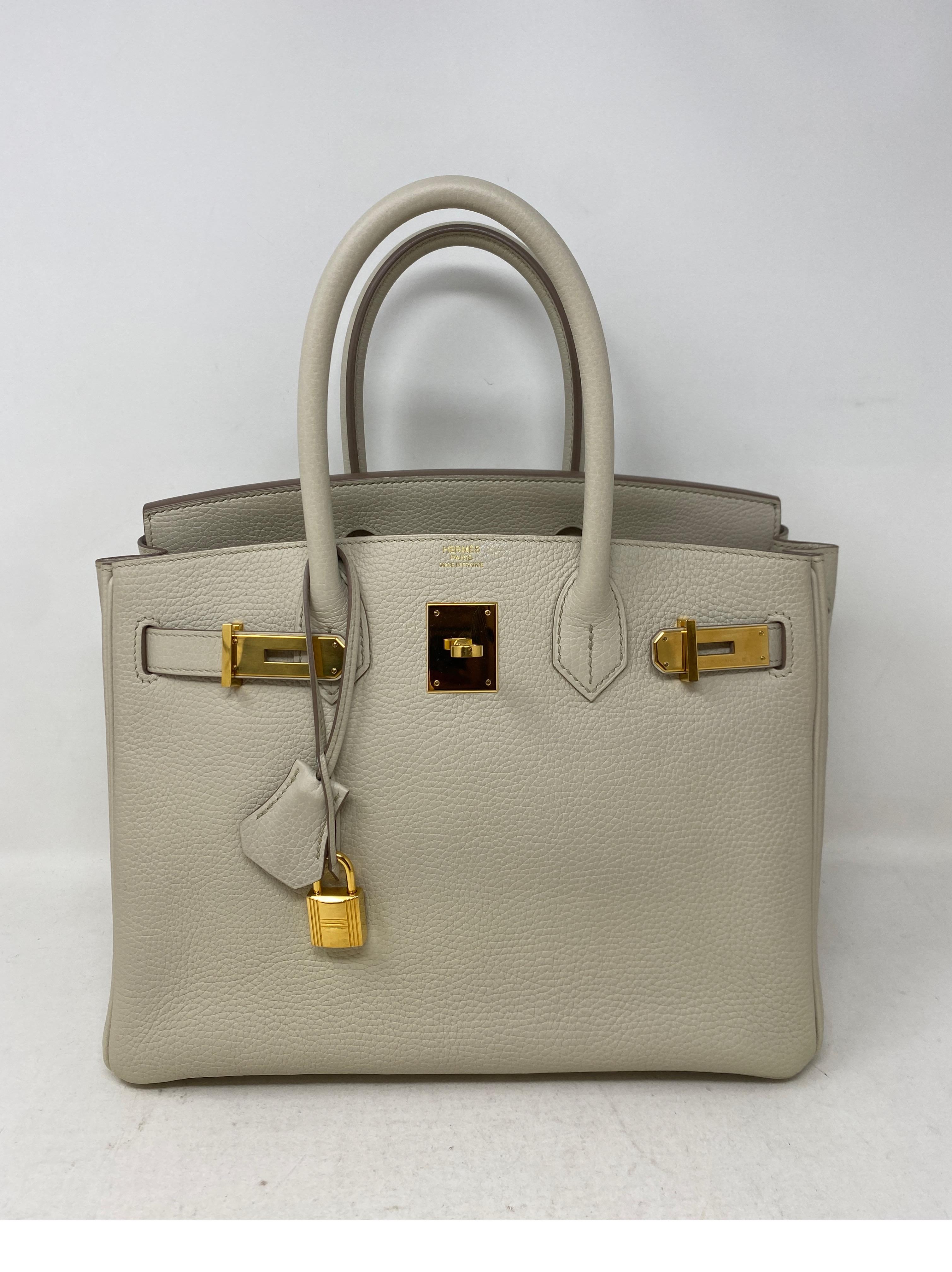 Hermes Beton Birkin 30 Bag. Looks similar to Craie in color. Very sought after color. Beautiful bag in neutral and gold hardware. Highly coveted 30 size. Looks like new. Includes clochette, lock, keys, and dust cover. Guaranteed authentic. 