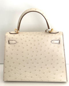 Hermès Beton Ostrich Sellier Kelly 25cm Gold Hardware New