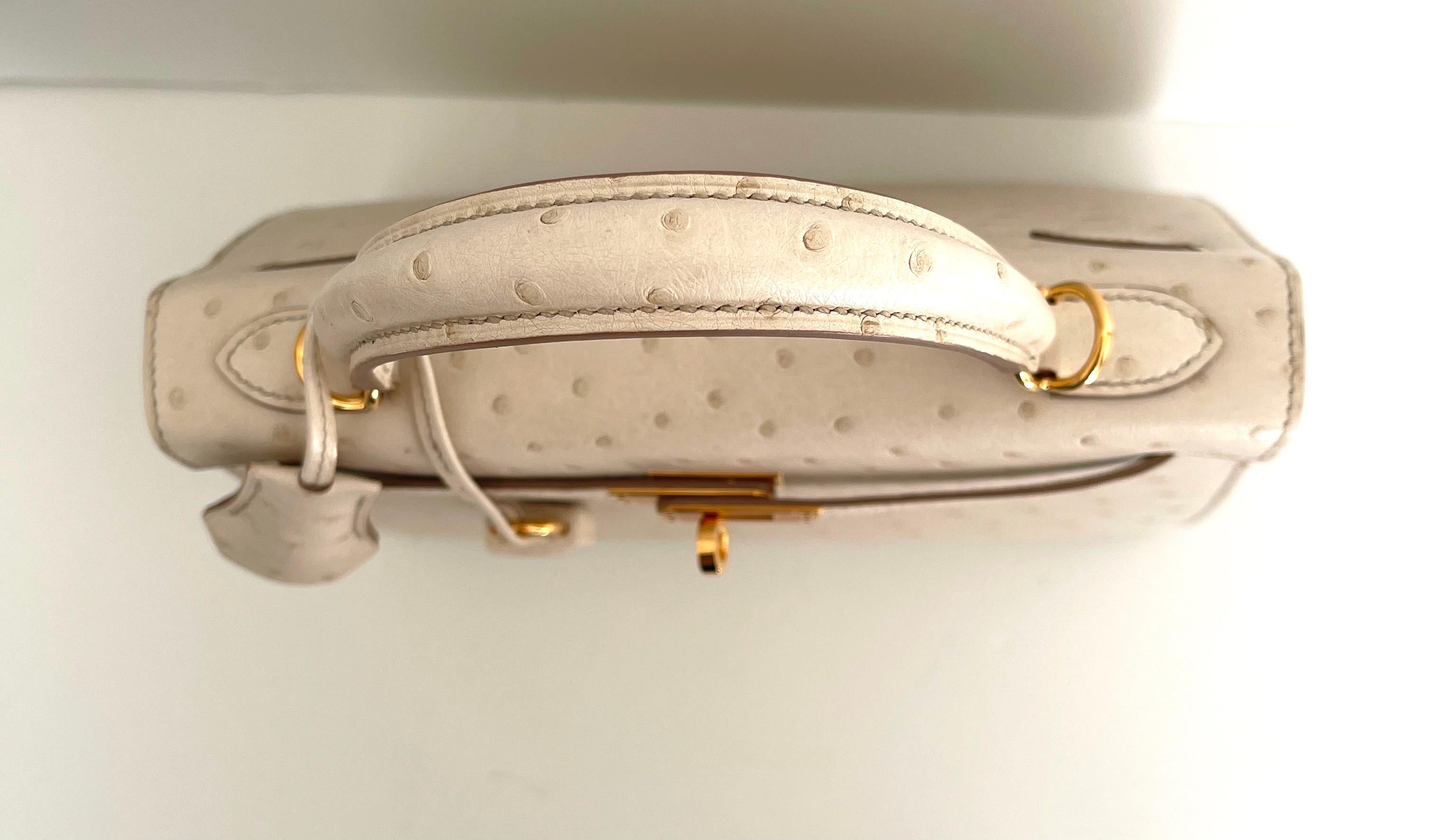  Hermès Beton Ostrich Sellier Kelly 25cm Gold Hardware Nouveau Unisexe 