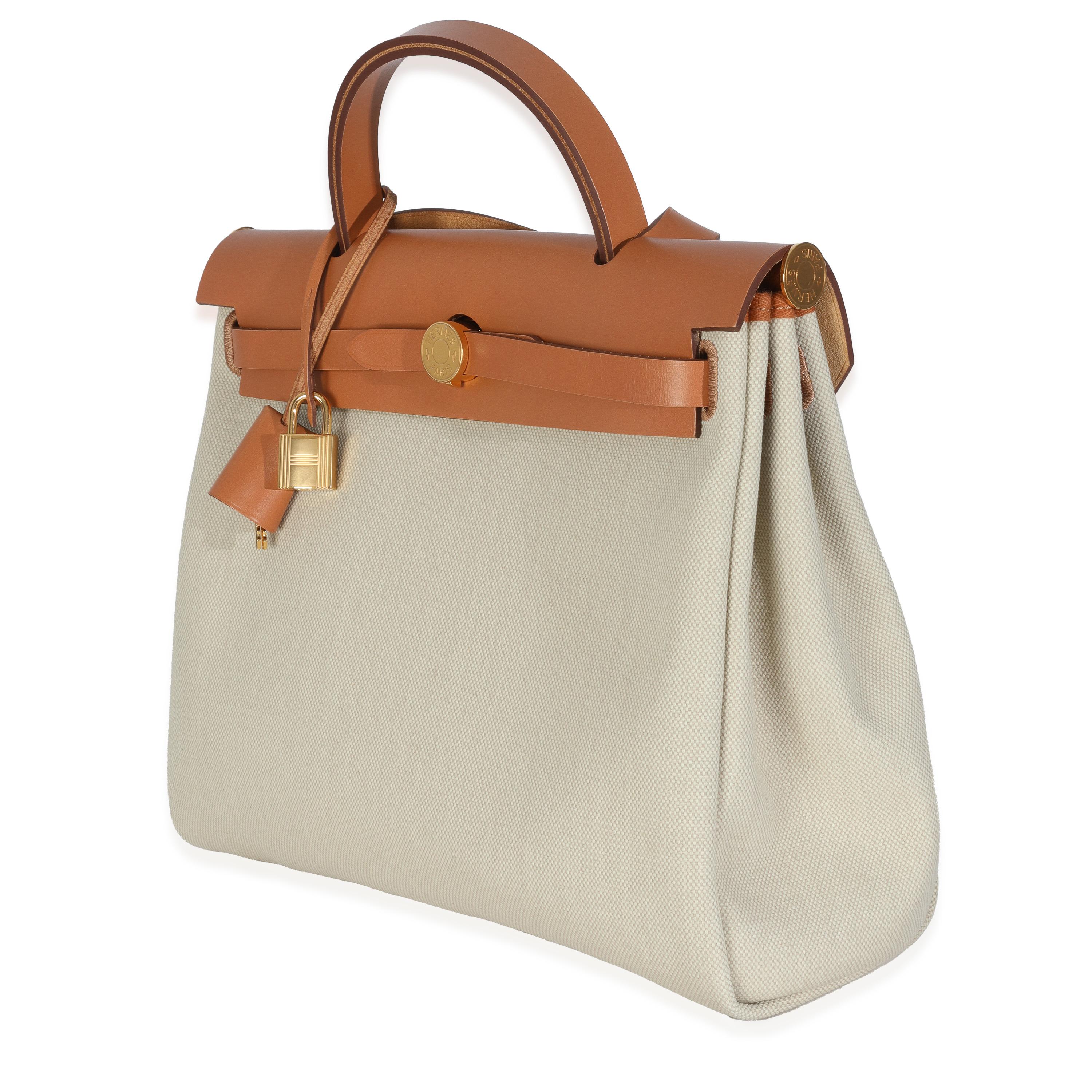 Beige Hermès Beton Toile Militaire Natural Sable Herbag Zip Retourne 31 en vente