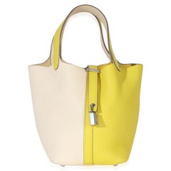 Hermès Bi-Color Lime Nata Picotin Lock 18 PHW