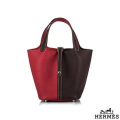 Hermès Bi-Color Rose Mexico  and Plume Clemence Picotin Lock 18cm PHW