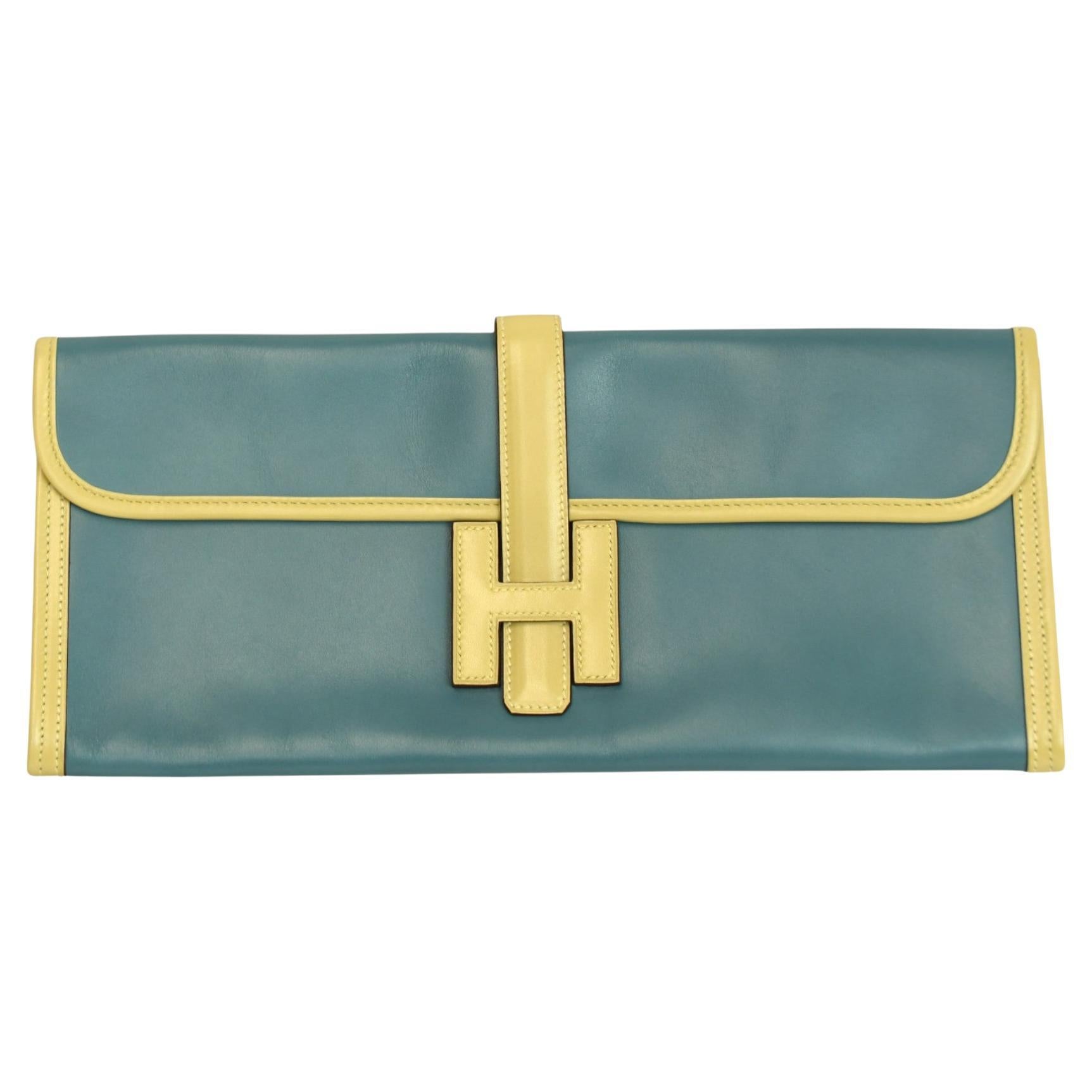 Bolso Hermès Bicolor Swift Jige Élan 35 Piel Bleu Ciel & Parchemin