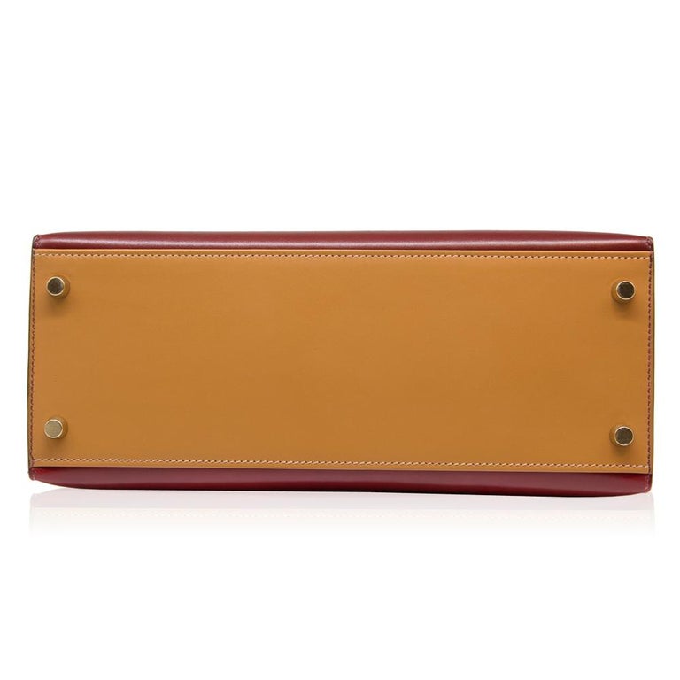 Hermès Bi-colour 28cm Box Leather Kelly Sellier Bag at 1stDibs