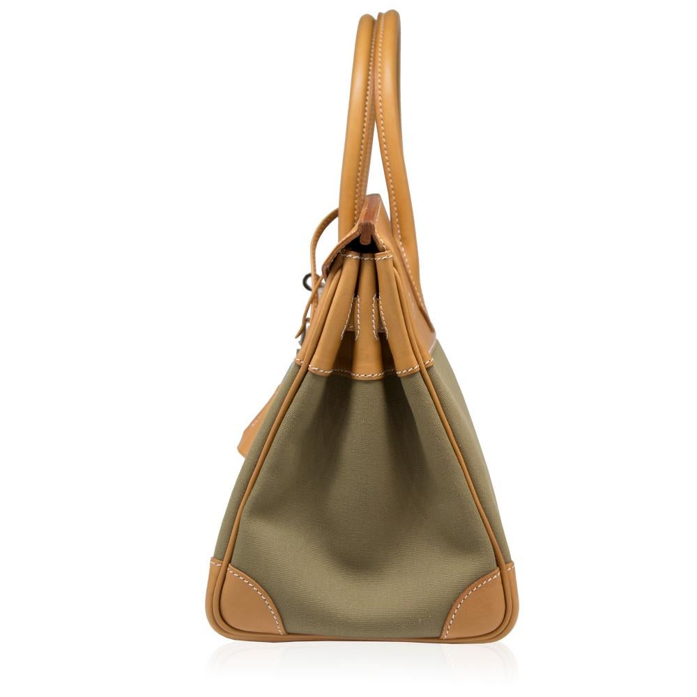 Brown Hermès Bi-colour Toile 28cm Birkin Bag