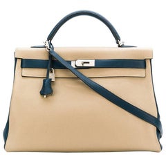 Hermès Special Order Zweifarbiges Togo Leder 40cm Kelly Bag