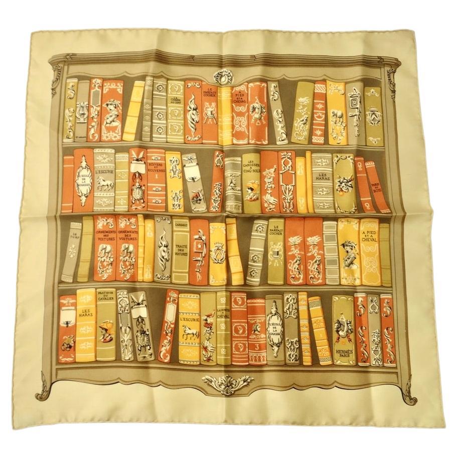 Hermes Bibliotheque Silk Scarf For Sale