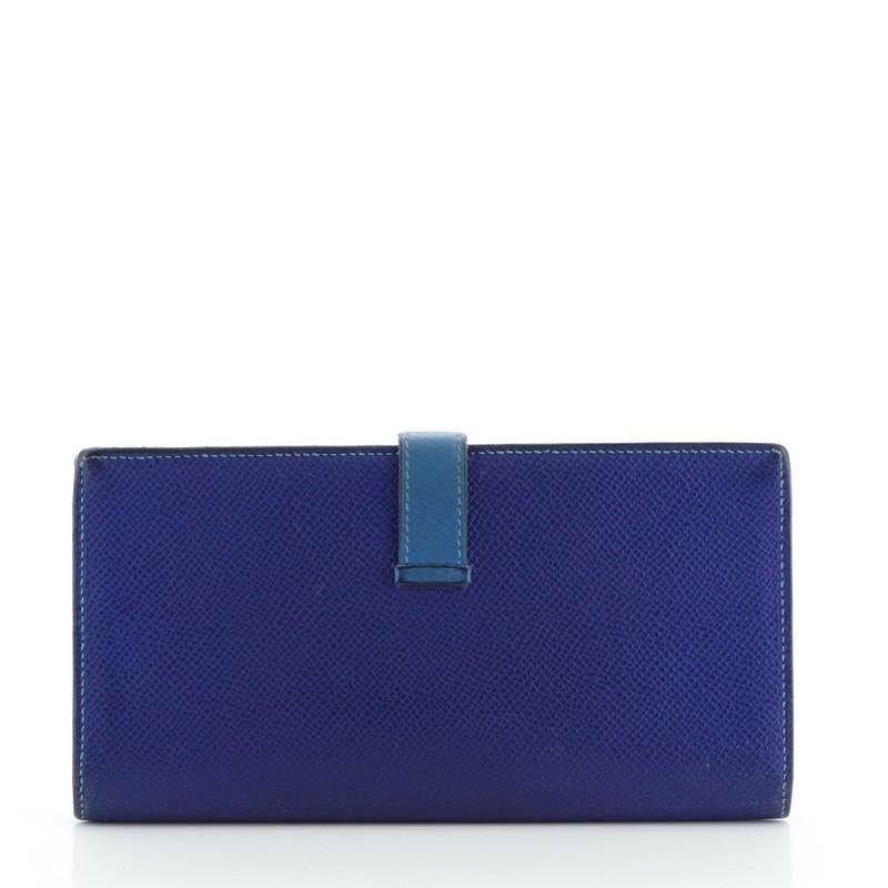 Purple Hermes Bicolor Bearn Wallet Epsom Long
