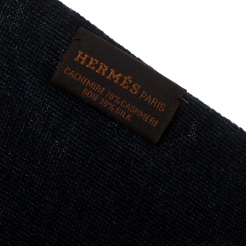Men's Hermès Bicolor Cashmere and Silk Knit Reversible Aller Retour Muffler