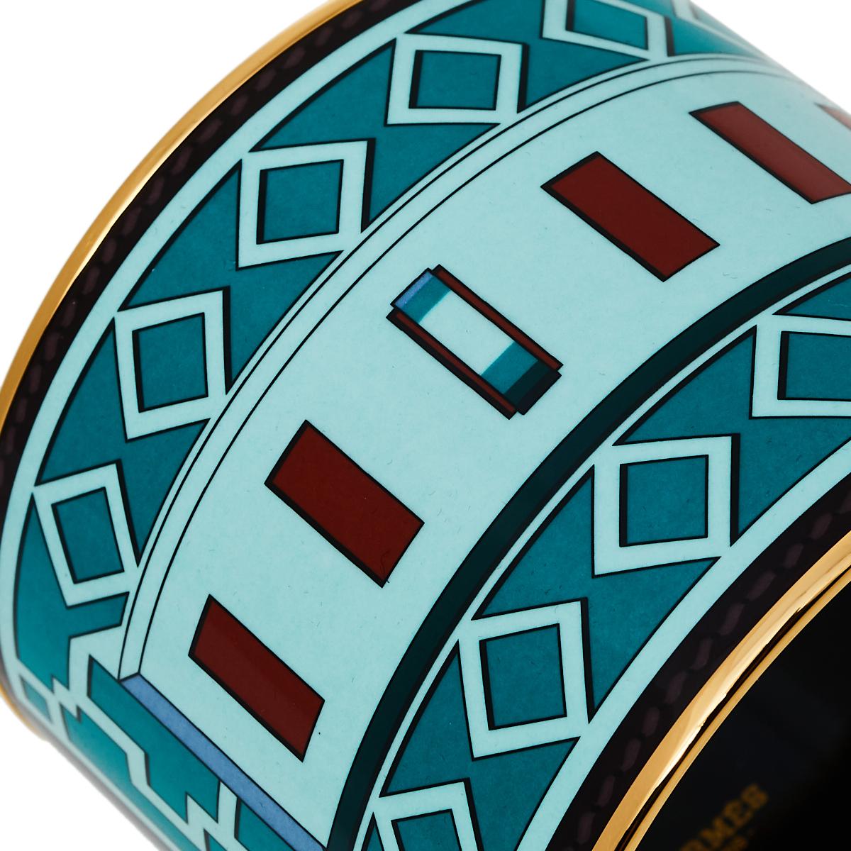 Hermès Bicolor Collier De Chien Print Enamel Mega Wide Bracelet 1