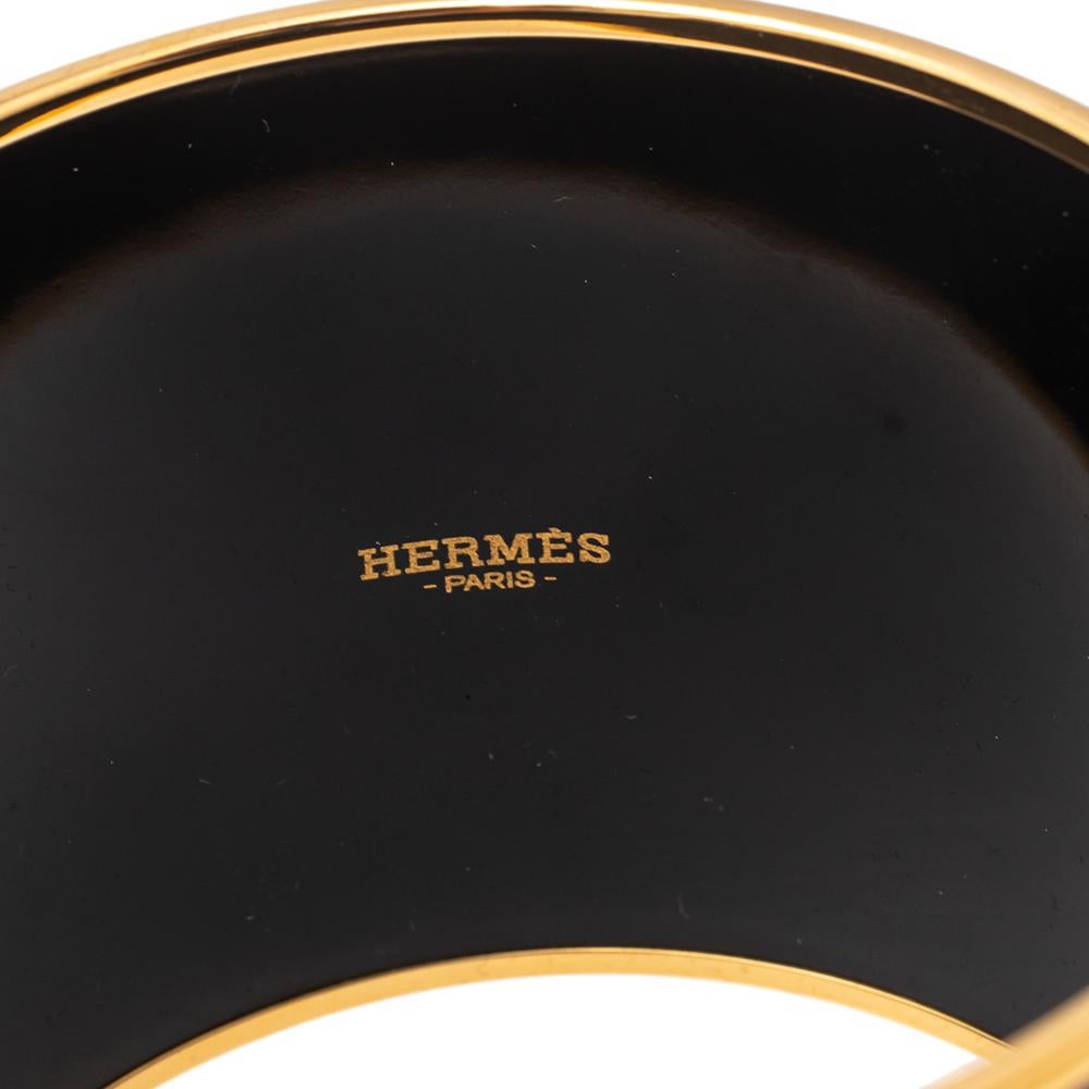 Hermès Bicolor Collier De Chien Print Enamel Mega Wide Bracelet 2