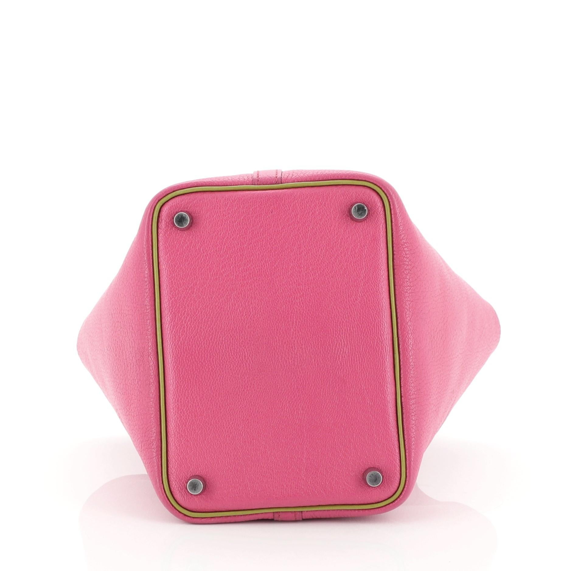 Pink Hermes Bicolor Picotin Bag Chevre de Coromandel PM