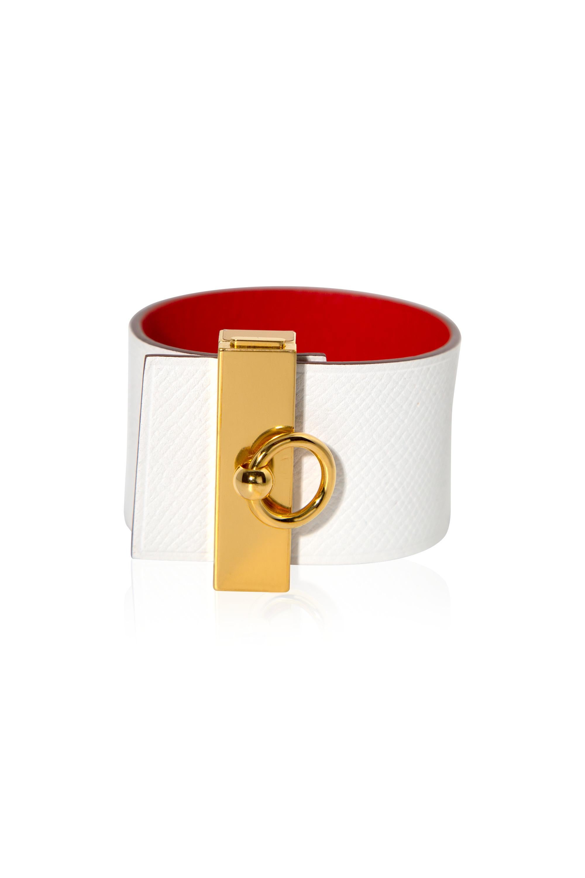 Hermès Bicolour Illusion Reversible Armband Capucine Rot/Weiß GHW im Zustand „Neu“ im Angebot in London, GB