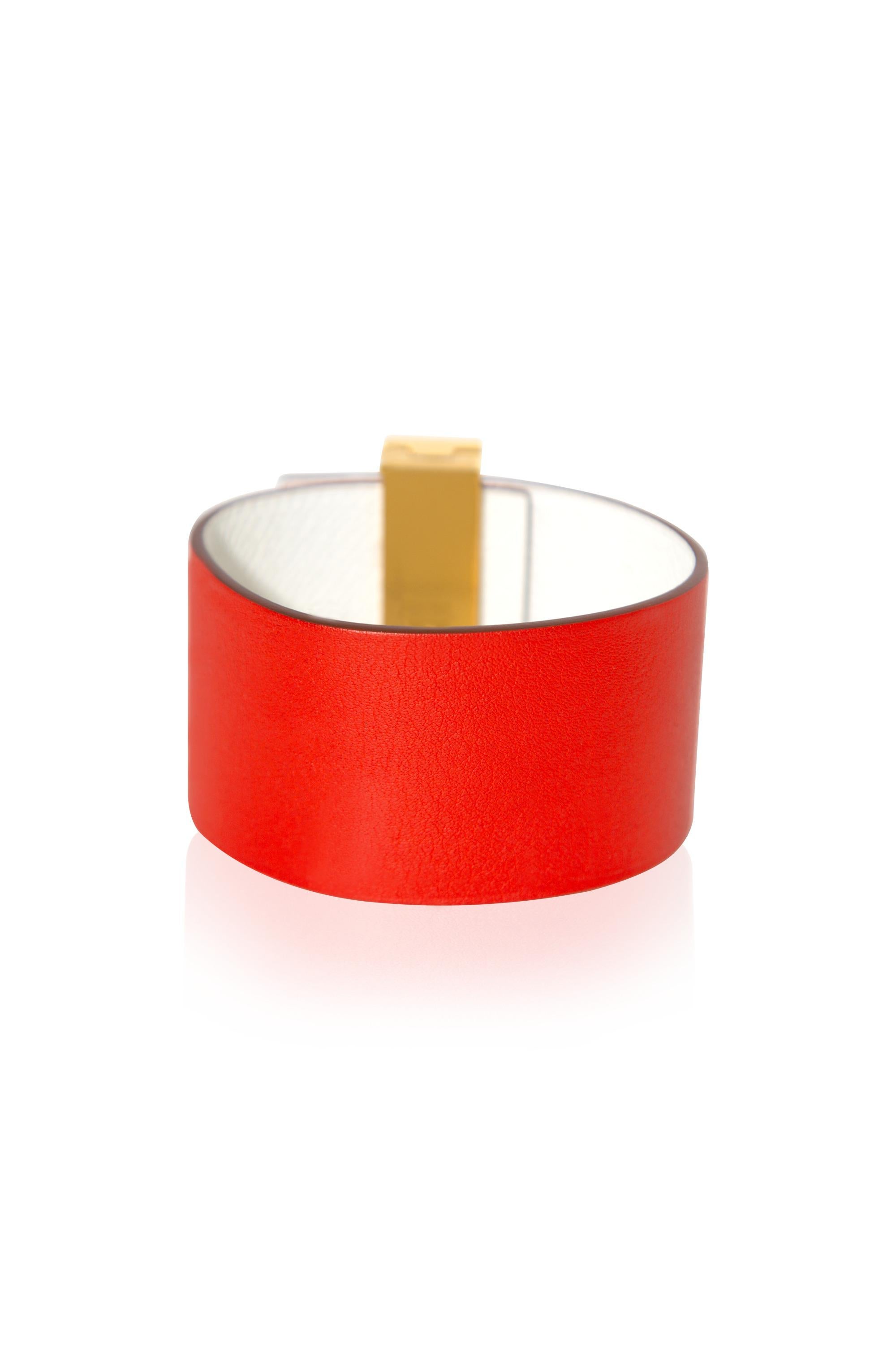 Hermès Bicolour Illusion Reversible Bracelet Capucine Rouge/Blanc GHW Unisexe en vente
