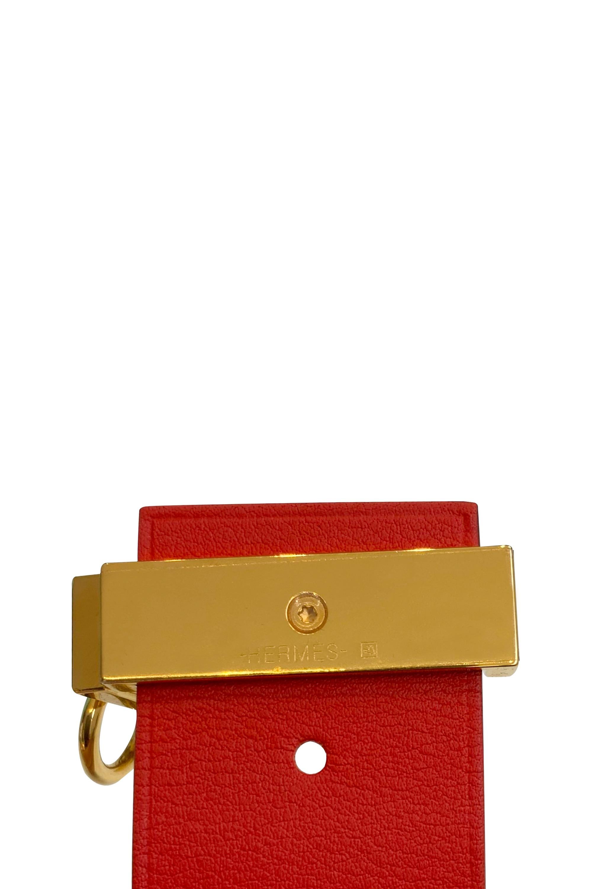 Hermès Bicolour Illusion Reversible Bracelet Capucine Red/White GHW For Sale 4