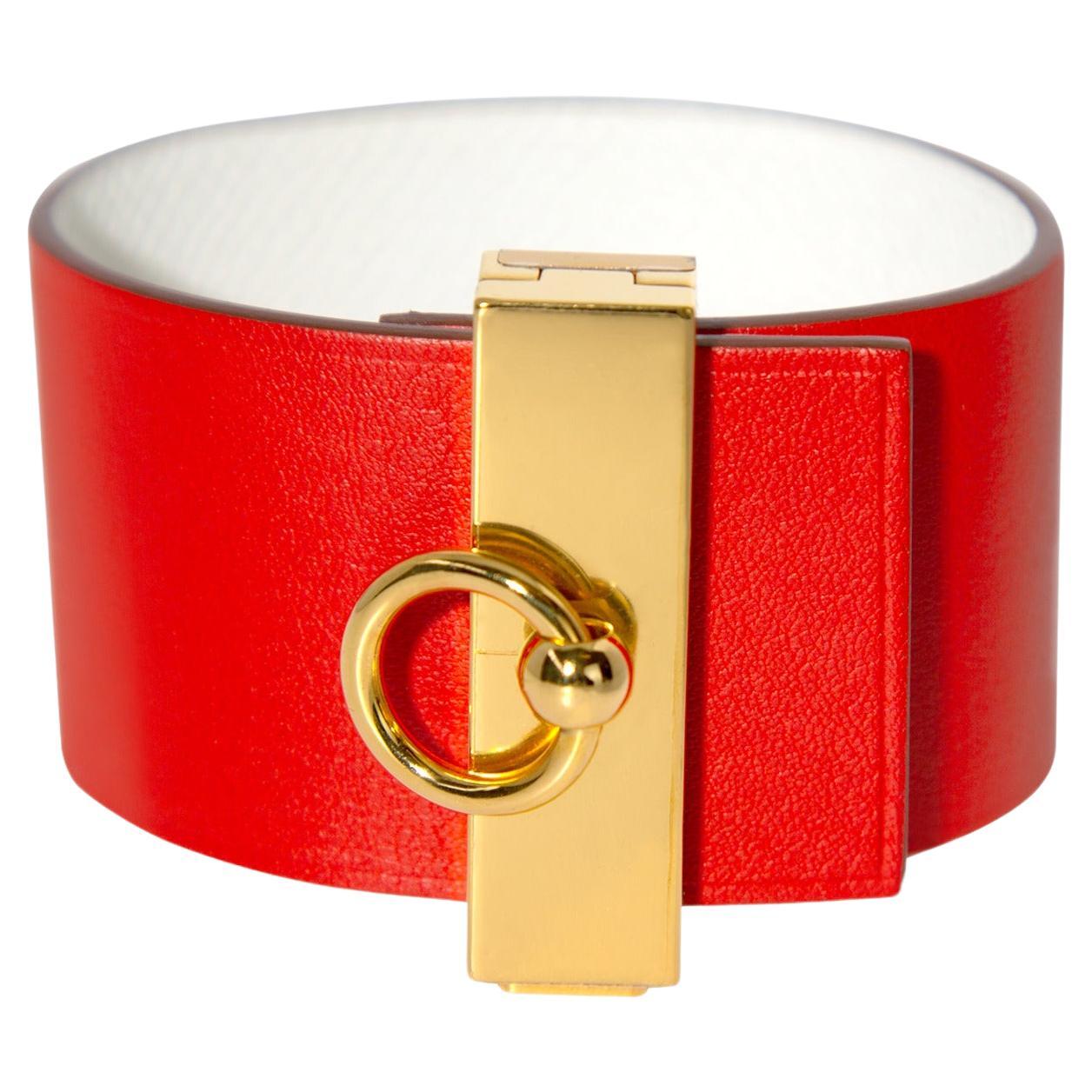Hermès Bicolour Illusion Reversible Bracelet Capucine Red/White GHW For Sale