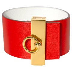 Hermès Bicolour Illusion Reversible Bracelet Capucine Red/White GHW