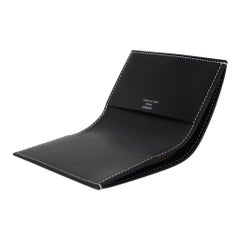 Hermes Bifold and Card Holder Wallet Black Leather White Topstitch