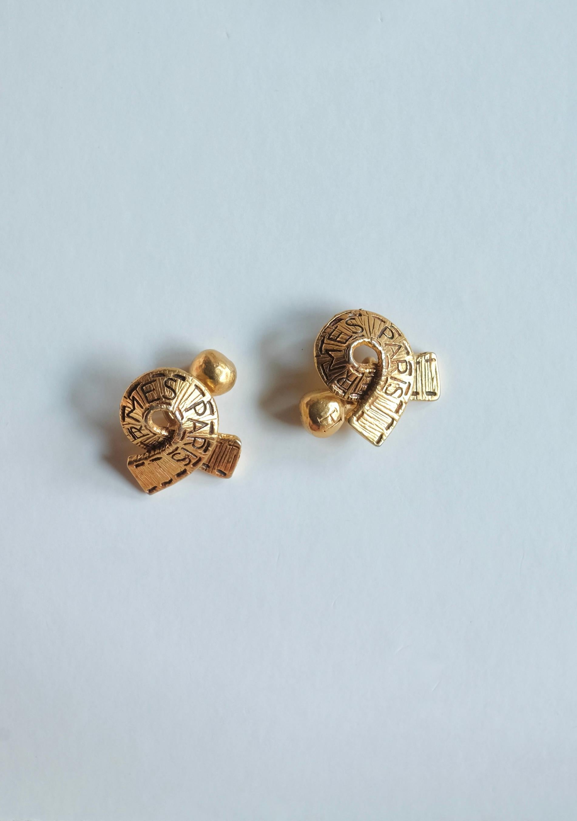 Hermès Vintage Selection by Corrado Luxury - Rare gold-plated metal cufflinks model 