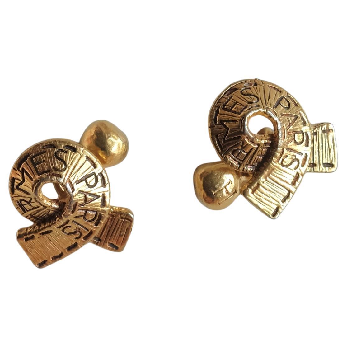 HERMÈS - Bijouterie Fantaisie - Bolduc model cufflinks For Sale