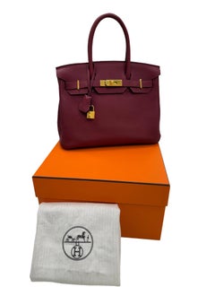 Hermes Bikrin 30 Rouge Grenat Togo Leather Stamp A With Gold Hardware Handbag