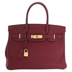 Hermes Bikrin 30 Rouge Grenat Togo Leather Stamp A With Gold Hardware Handbag