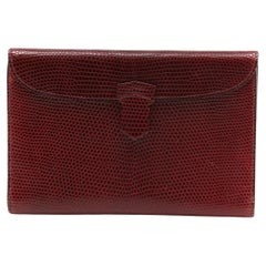 Hermès Billfold Wallet Burgundy Lizard