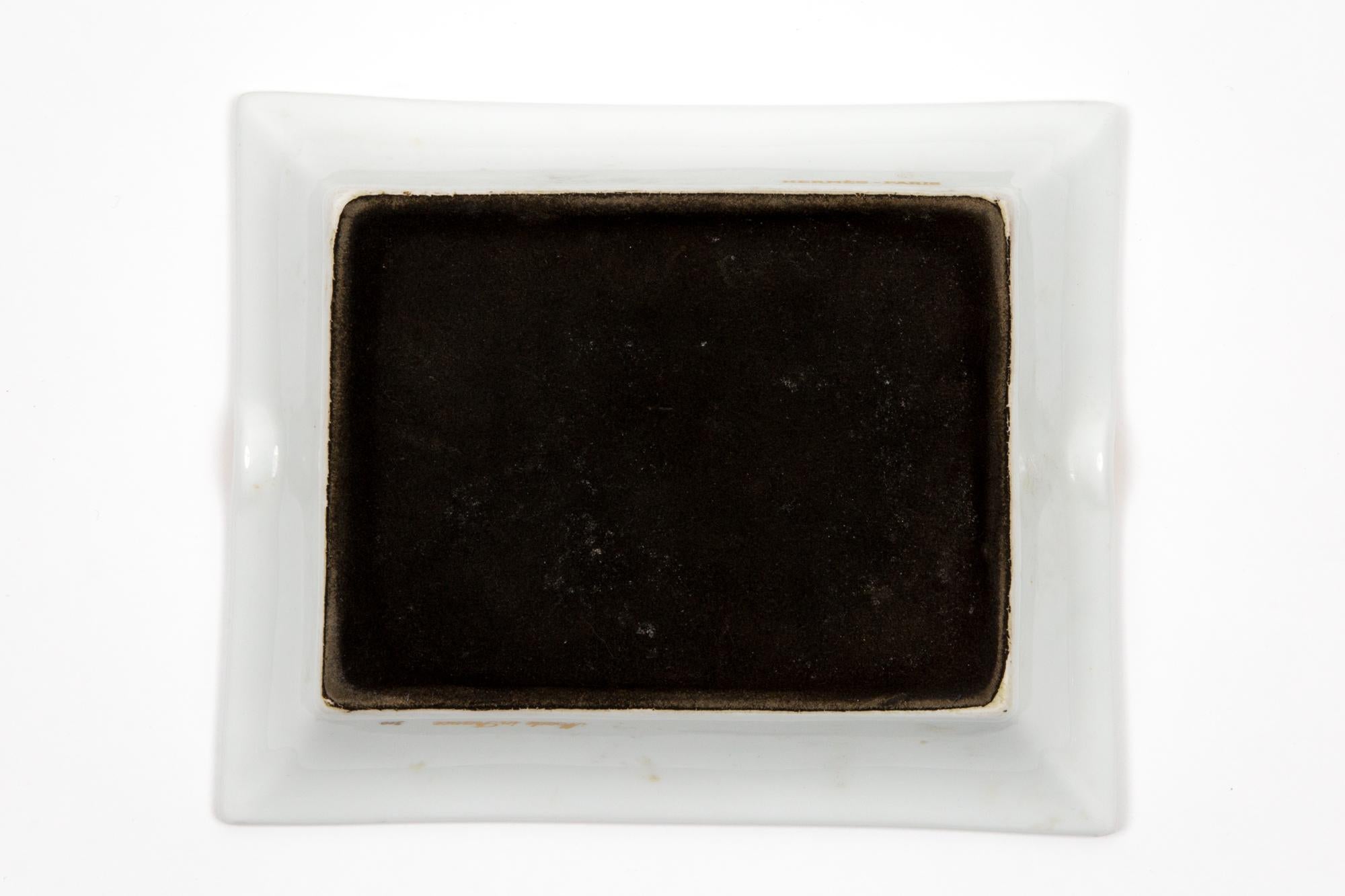 Gray Hermes Bird Print Porcelain Ashtray Organizer
