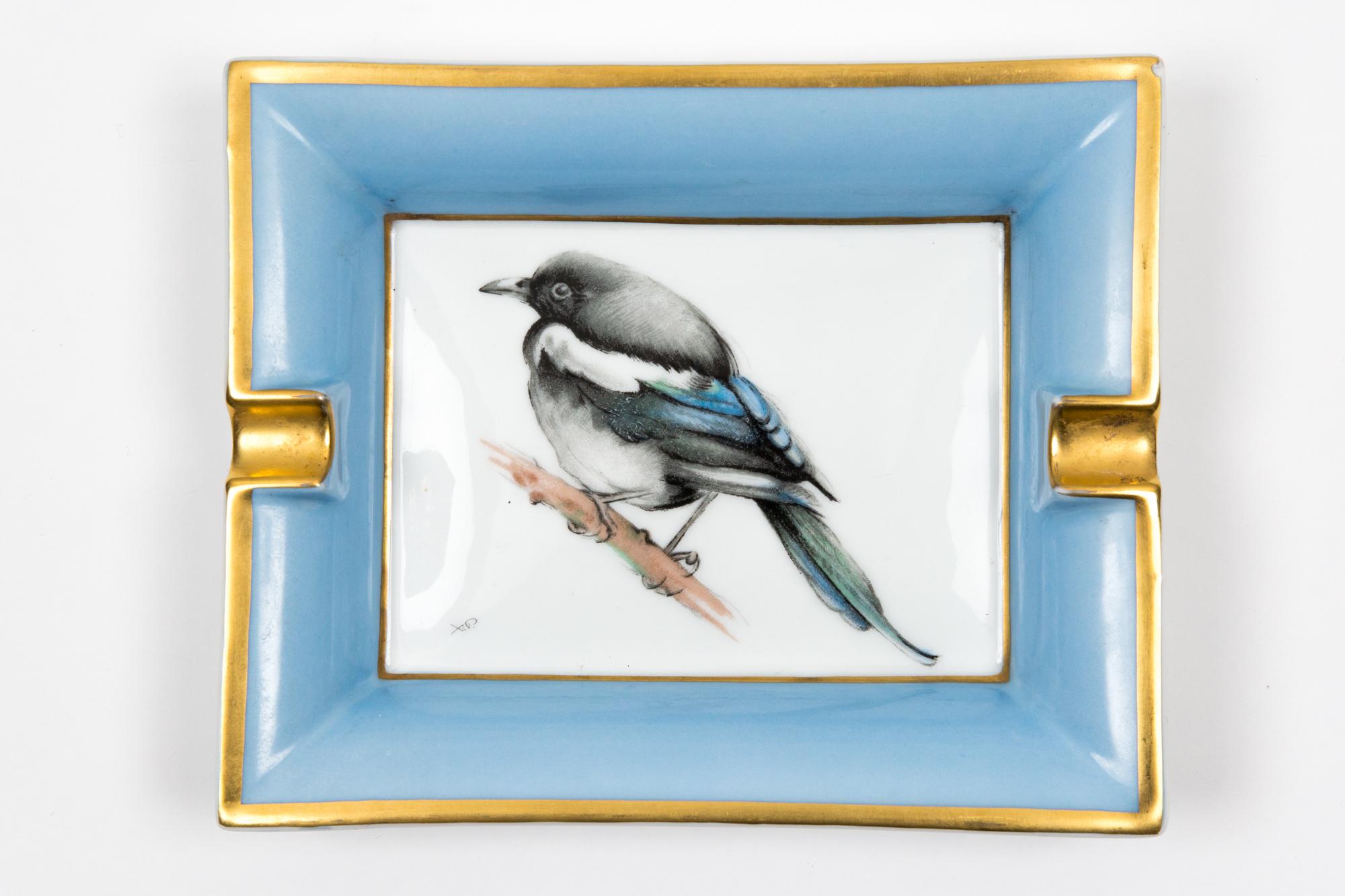 Women's or Men's Hermes Bird Print Porcelain Ashtray Organizer