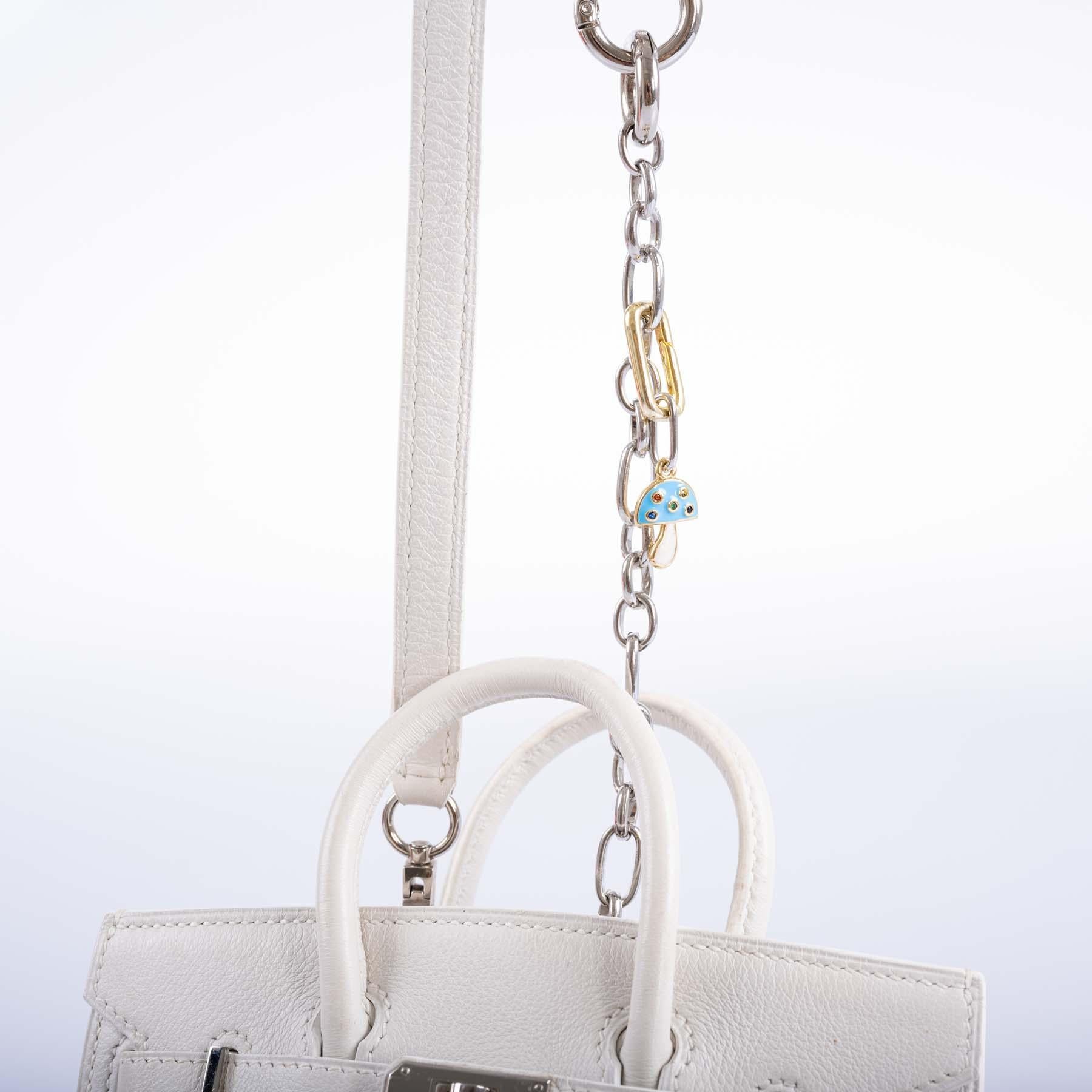 Women's or Men's Hermès Birkin 15 Micro White Swift with Palladium Hardware For Sale