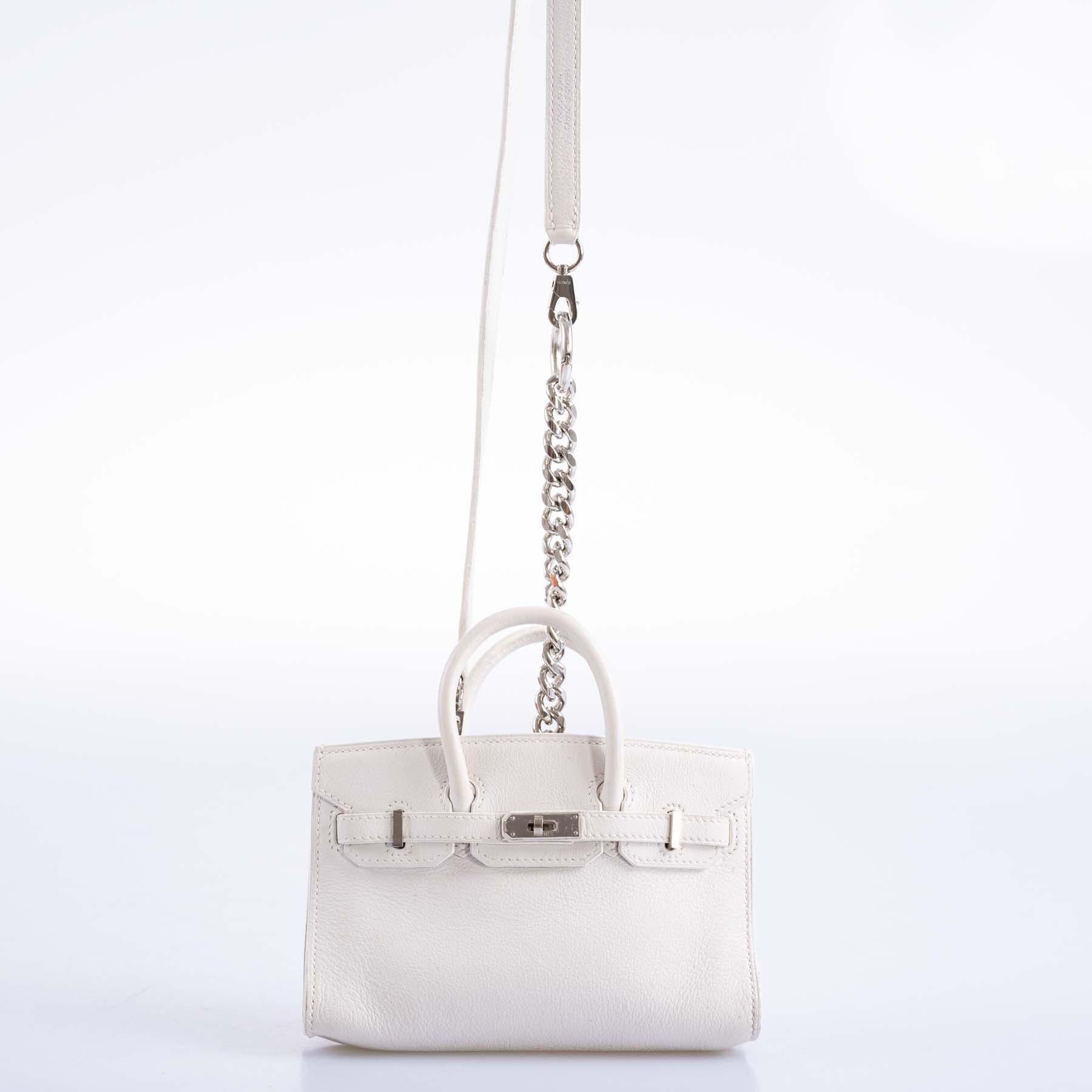 Hermès Birkin 15 Micro White Swift with Palladium Hardware For Sale 3