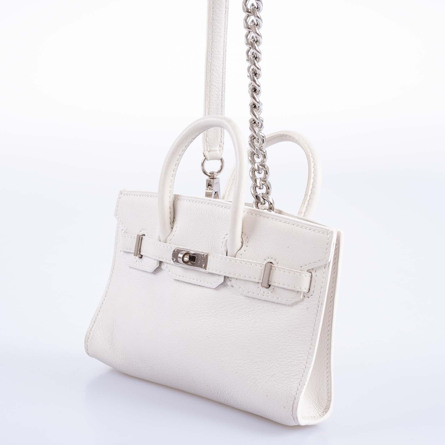 Hermès Birkin 15 Micro White Swift with Palladium Hardware For Sale 4