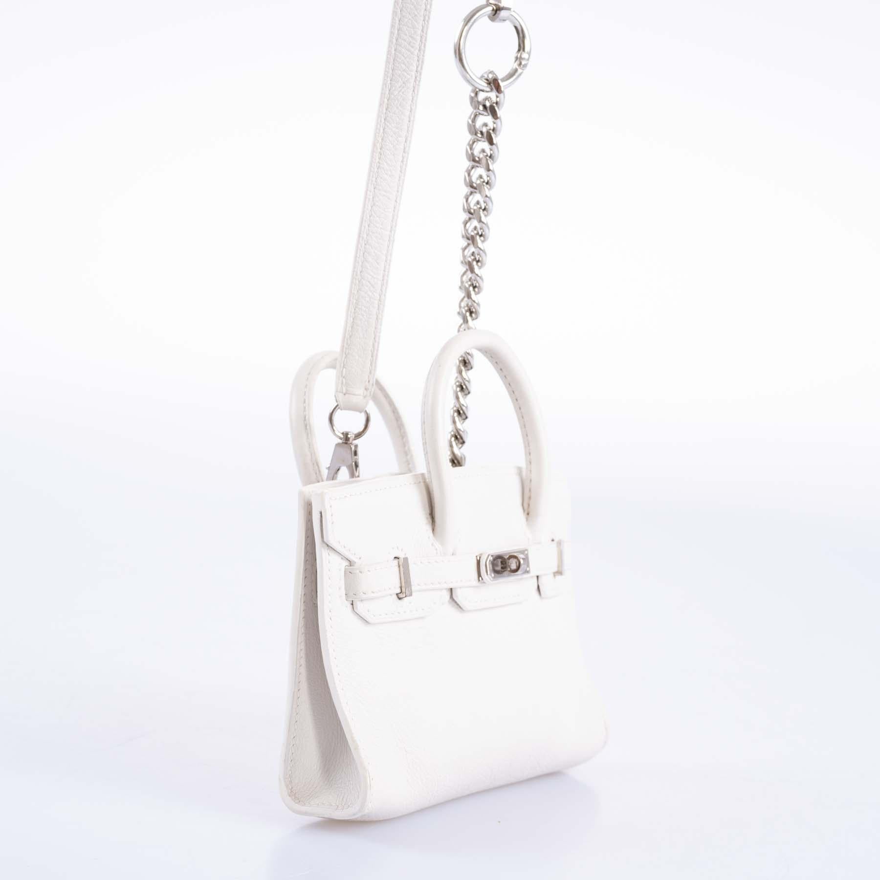 Hermès Birkin 15 Micro White Swift with Palladium Hardware For Sale 5