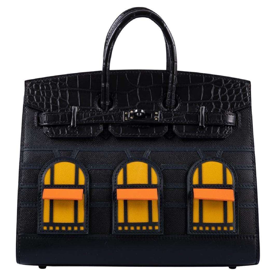 Hermès Birkin 20 Faubourg Sellier Black Matte Alligator Bag For Sale